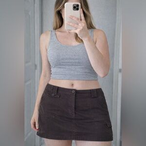 Brown Micro Mini Cargo‎ Skort with Pockets Y2K 14 Low Rise Gilmore Girls Rory